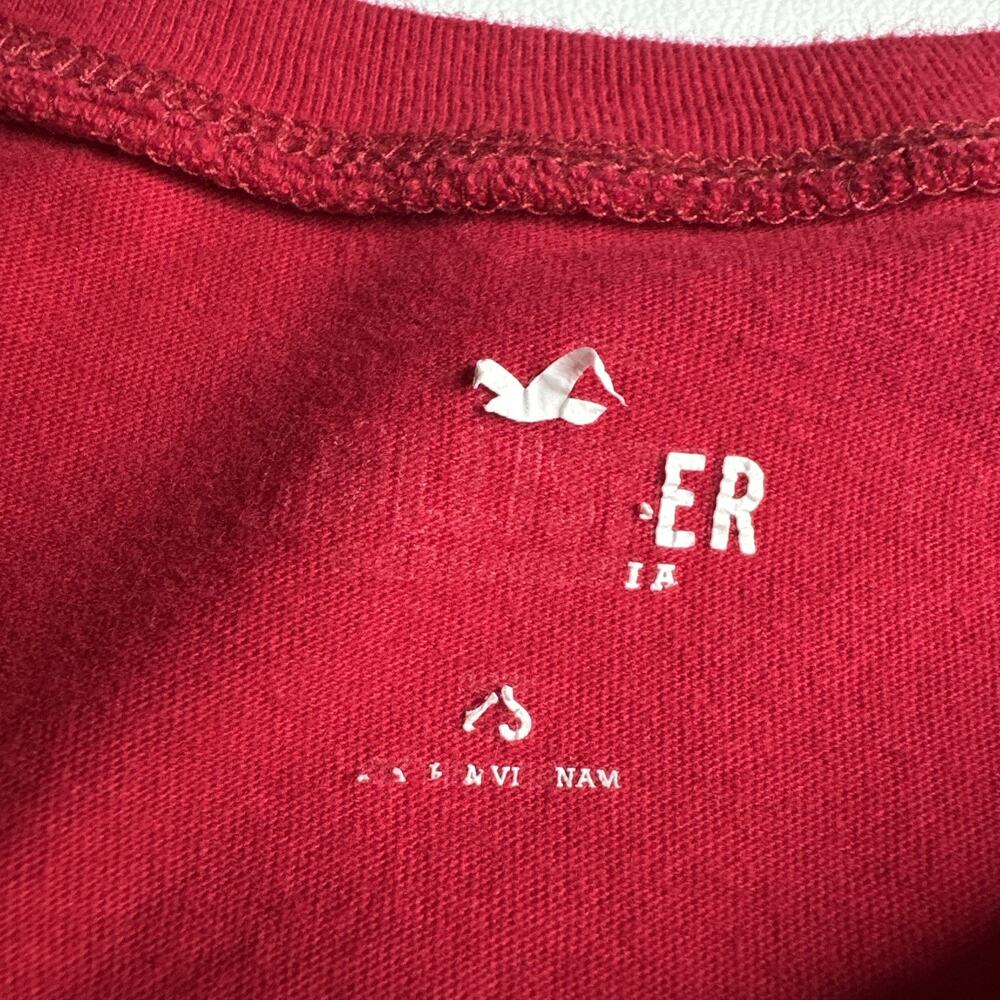 Hollister Colorblock Long Sleeve Graphic Tee Small Red White Navy Blue USA - Picture 6 of 10
